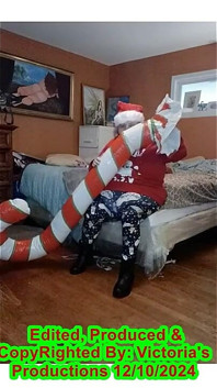 Nurse Vicki Blows up Huge Candy Cany for Santa!