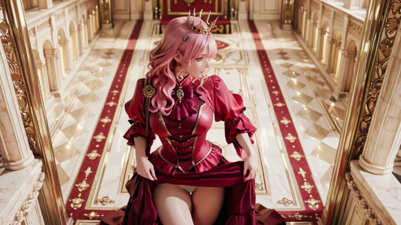 Seraphina Vale: Crimson บัลลังก์พระราชพิธีบรมราชาภิเษกสีชมพู! ผ้าไหมแดงลึกโกลเด้นกลีทและการจ้องมองขี้เกียจจากบัลลังก์ Pure Fantasy