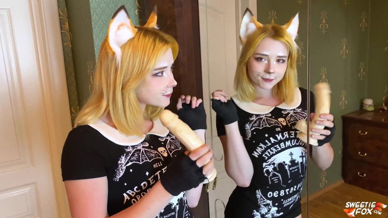 Sweetie Fox: Foxy deep sucking dick and doggy fucking at the mirror -...
