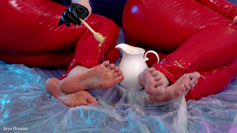 Arya Grander: 肛门游戏与插头和阴部操假阳具性脚挑逗呻吟与多汁的阴户