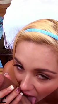 Blonde teen Zoey Foxx POV deepthroat blowjob