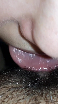 Lesbian Hairy Pussy Eating Close up