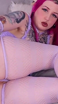 Solo calze a rete viola - masturbazione anale fc