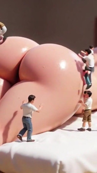 Giantess Body Explored by Tiny Men - Wet Pussy Arousal