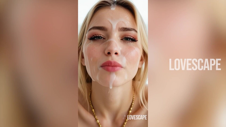 Lovescape: Соло соблазнение превращается в двойной минет: девушка-блондинка сосет большой черный член и большой белый член