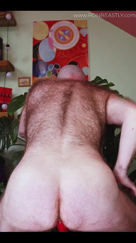 Hairy Ftm Rides a Chair Dildo