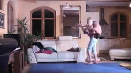 European Lift and Carry Club: Homemade wrestlign action with hot blonde teen