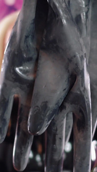 ASMR video in latex: big rubber gloves (Arya Grander) SFW video with hot sounding