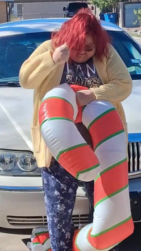 Big Beautiful Woman Nurse Vicki Crushes This Blow up Candy Cane