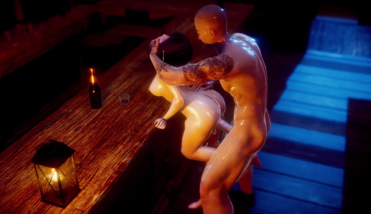 ExplicitXXX3D: Hot Babe Bent Over the Bar Counter Getting Her Pussy...