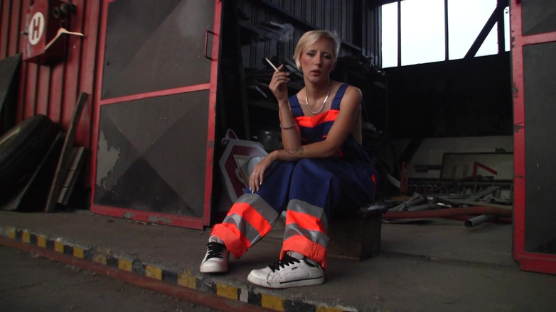Smoke it bitch: Sweet blonde teen with small tits smokes her cigarette