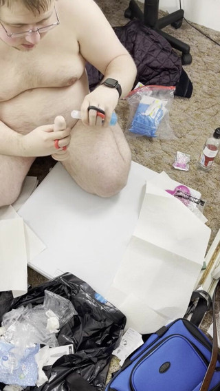 Chubbybidude: Chubby dude attempts to ride dildo