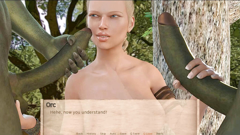 Visual Novels: Пригоди Аленджас, частина 7 - орки трахають тінка ельфа в лісі