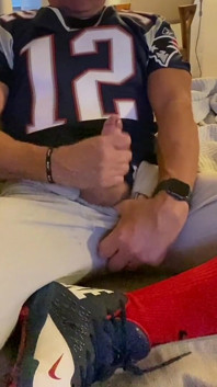 Jockdad87 Shoots a Load of Cum in His Football Gear