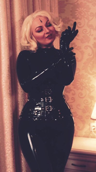 Big Natural Tits MILF in Latex Rubber Fetish Shiny Clothes.