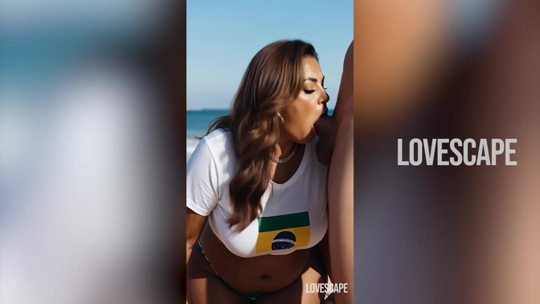 Lovescape: Thick Brazilian Cougar Rides Young Dick Raw - Sandy Beach Pound...