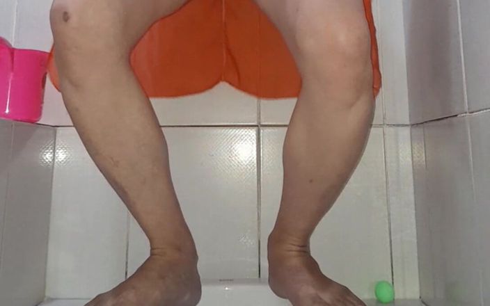 Naomisinka: Asiatisk crossdresser cumming bär silke chiffon klänning