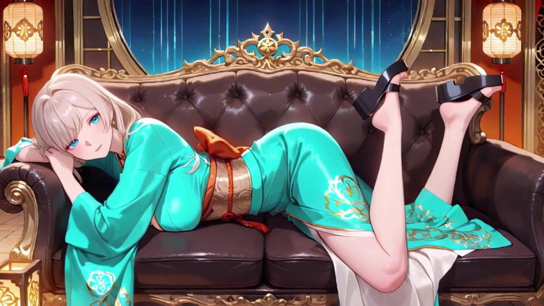 Tay Swift X: Emerald regina del kimono! Depravata sul letto della camera da...