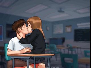 Dirty GamesXxX: Summertime saga：法国熟女教授在椅子上亲吻她的学生 第85集