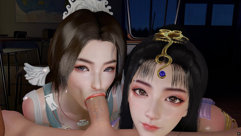 Why fuck so hard: 3 boyutlu iki azgın hatun büyük bir yarağı paylaşıyor