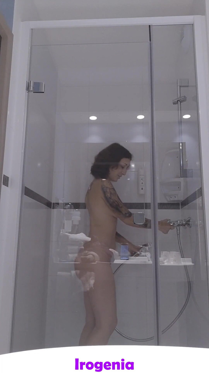 Irogenia: A Slut Dildos Herself During Her Shower, Comes to Watch...