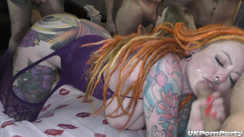 100% Amateur Gangbang and Bukkake from the UK!: Slutty Girls Go Gangbang Cock Mad_2