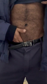 Security Guard Ejaculated on His Work Uniform in a Public Restroom.