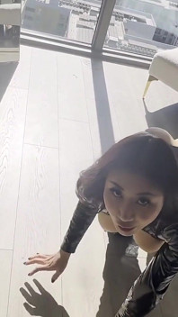 Nicole Doshi in Leather Lingerie Crawls to Take Christian Clay's Big Cock