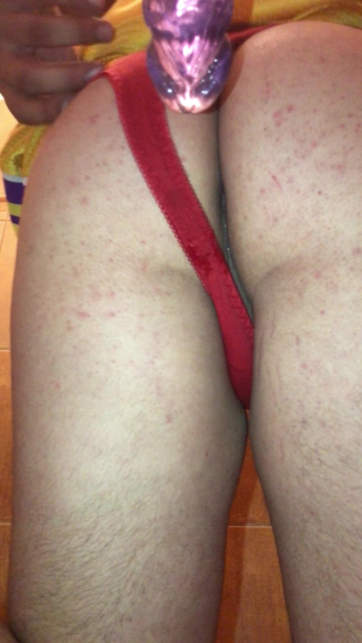 Sweethole: Red thongs on my Sissy ass