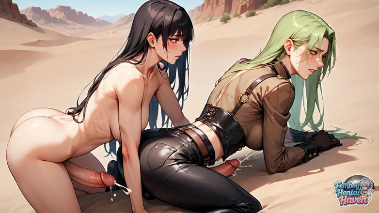Femboy Hentai Haven: Трансвеститське видовище камшотів у пустелі! Оголена фембоя трахає розпусну шльондру в супергарячому порно відео!