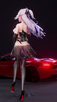 [mmd] Abito di carta di anatra, grande anatra in ferro spezzato, seta nera, elegante motivo di succube