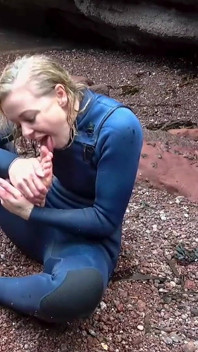 Salty Wetsuit Toe Sucking Slut