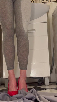 Wetting My Leggins and Red High Heels