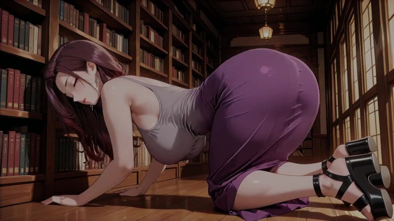 Tay Swift X: Taboo library night - schwarzhaarige lila rock mädchen Ahegao-sammlung