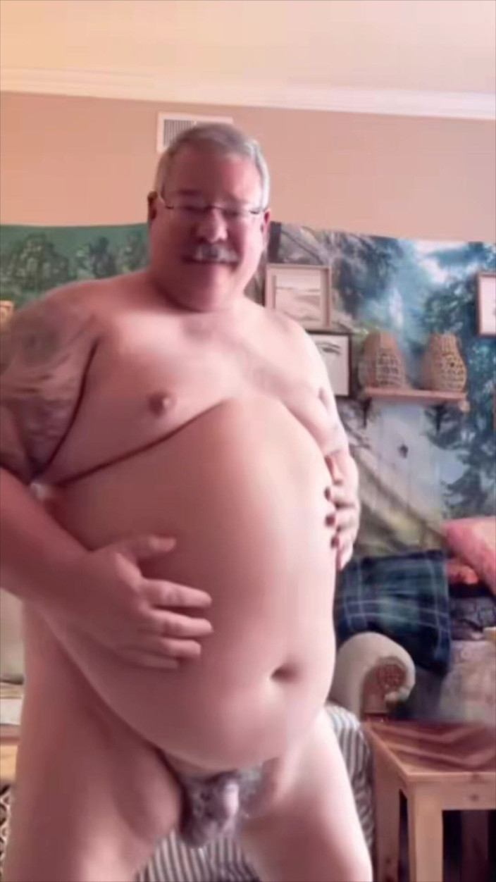 Hand-Free-Daddy-Chub: Erotic Naked Fat Man Belly Bear Dancing