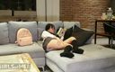 Girls of Hel: Vedere sexy de pe canapea - studentă asiatică își expune pizda pentru...