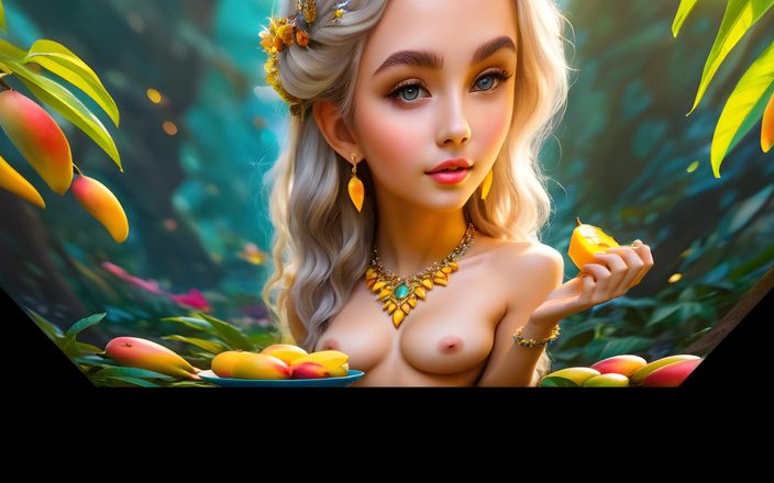 AI Girls: Big Breasted Nude Elf Girl with Mango