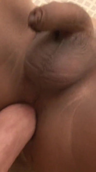 Tranny Jakki sucks cock and rubs cum on her micropenis
