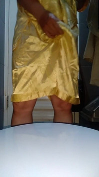 Crossdresser Cum Wearing Satin Pajamas
