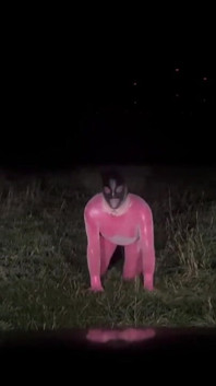 Rosa látex petplay ao ar livre maricas