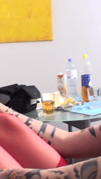 Tattoo Lady Red Nylons Feet Licking