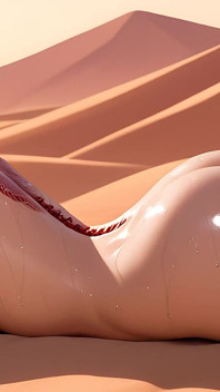 Mesmerizing Nude Futanari with Purple Eyes Teased by Handsome Man in Moonlit Desert