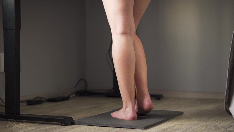 Teasecombo 4K: Watching Teen Calves At Standing Desk