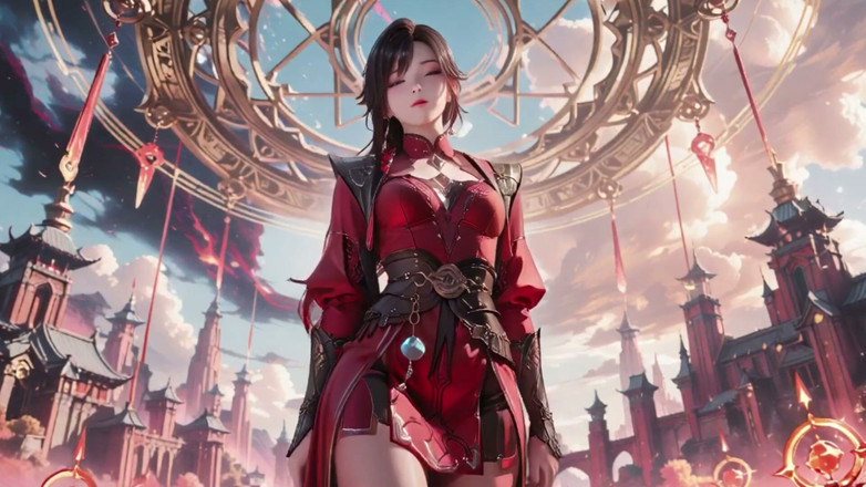 Seraphina Vale: Red Armor Queen in the Floating City! Epic Fantasy Tease.