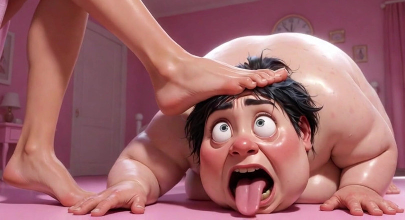 Anime Hentai: Tlustá ošklivá žena degradována - Lízej krásnou holku