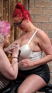 Mature Lesbians Spank and Lick in Kinky Dungeon Play