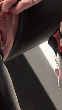 Slave slut tied up and humiliated by her lesbian partner in front of two other cocks to suck