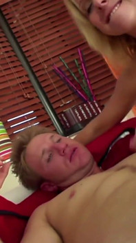 Gorgeous blonde gets banged