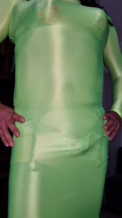 New Lime Green Tight Dress and Floral Print Lingerie