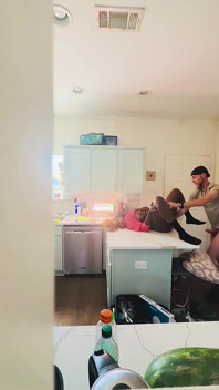 StepSon catches his ebony busty mom fucking the white neighbor.